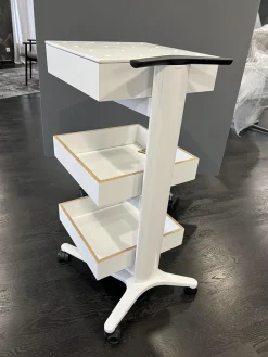 Wilkhahn Regale & Container|Tisch 446/3 Confair Server Catering Korpus Schichtstoff Säule Weiß Beschichtet Mit Schubladenbox Und Rollen