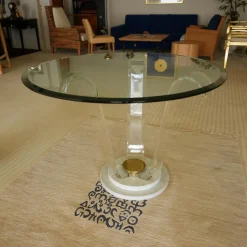 Demaac Esstische|Tisch Ace Glasplatte Mit Facettenschliff Gestell Acryl und Carrara Marmor