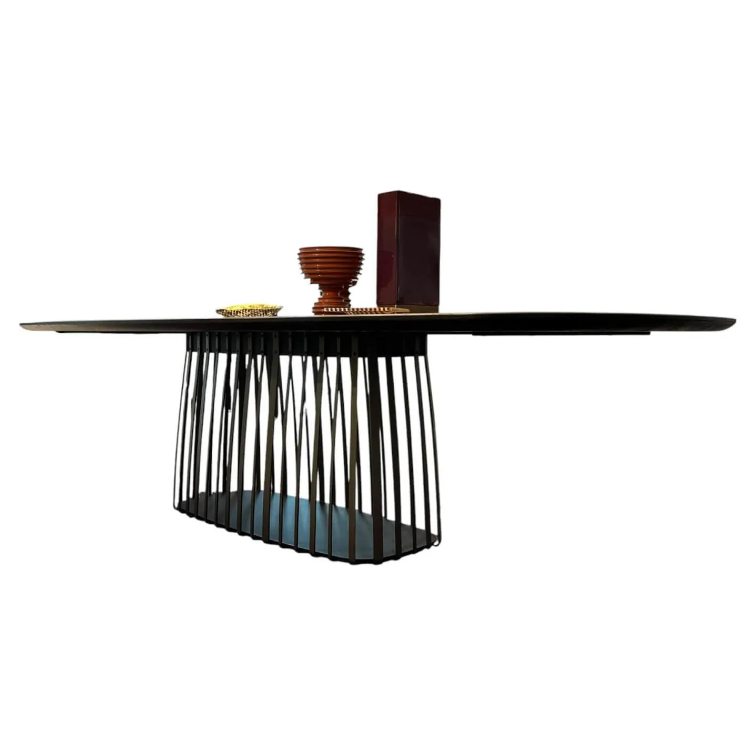 Janua Esstische|Tisch Basket BC 07 Platte Eiche Geräuchert Anthrazit Geölt Gestell Stahllasur Bronze Mit Kieselkante