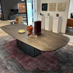 Janua Esstische|Tisch Basket BC 07 Platte Eiche Geräuchert Anthrazit Geölt Gestell Stahllasur Bronze Mit Kieselkante