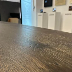 Janua Esstische|Tisch Basket BC 07 Platte Eiche Geräuchert Anthrazit Geölt Gestell Stahllasur Bronze Mit Kieselkante