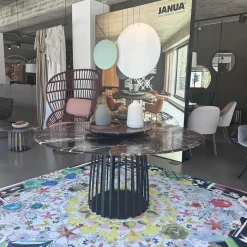 Janua Esstische|Tisch BC 07 Basket Platte Stein Rosso Lepanto Schwarz Rot Streben Tiefschwarz Schwarz Mit Drehteller Lazy Susan