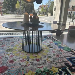 Janua Esstische|Tisch BC 07 Basket Platte Stein Rosso Lepanto Schwarz Rot Streben Tiefschwarz Schwarz Mit Drehteller Lazy Susan