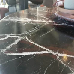 Janua Esstische|Tisch BC 07 Basket Platte Stein Rosso Lepanto Schwarz Rot Streben Tiefschwarz Schwarz Mit Drehteller Lazy Susan