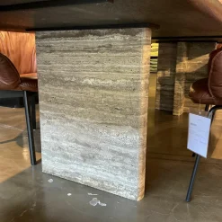 Janua Esstische|Tisch BC 17 T-Rox Platte Eiche Geräuchert Anthrazit Geölt Gestell Travertin Titanium