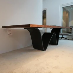 Riva1920 Esstische|Tisch Bree E Onda 3 Platte Nußbaum Ohne Knoten Geölt Gestell Irondust Lackiert