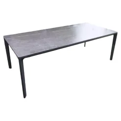 Gloster Gartentische|Tisch Carver Outdoor Tischplatte Ceramic Nero Meteor Dunkelgrau Gestell Pulverbeschichtetes Aluminium Meteor Anthrazit