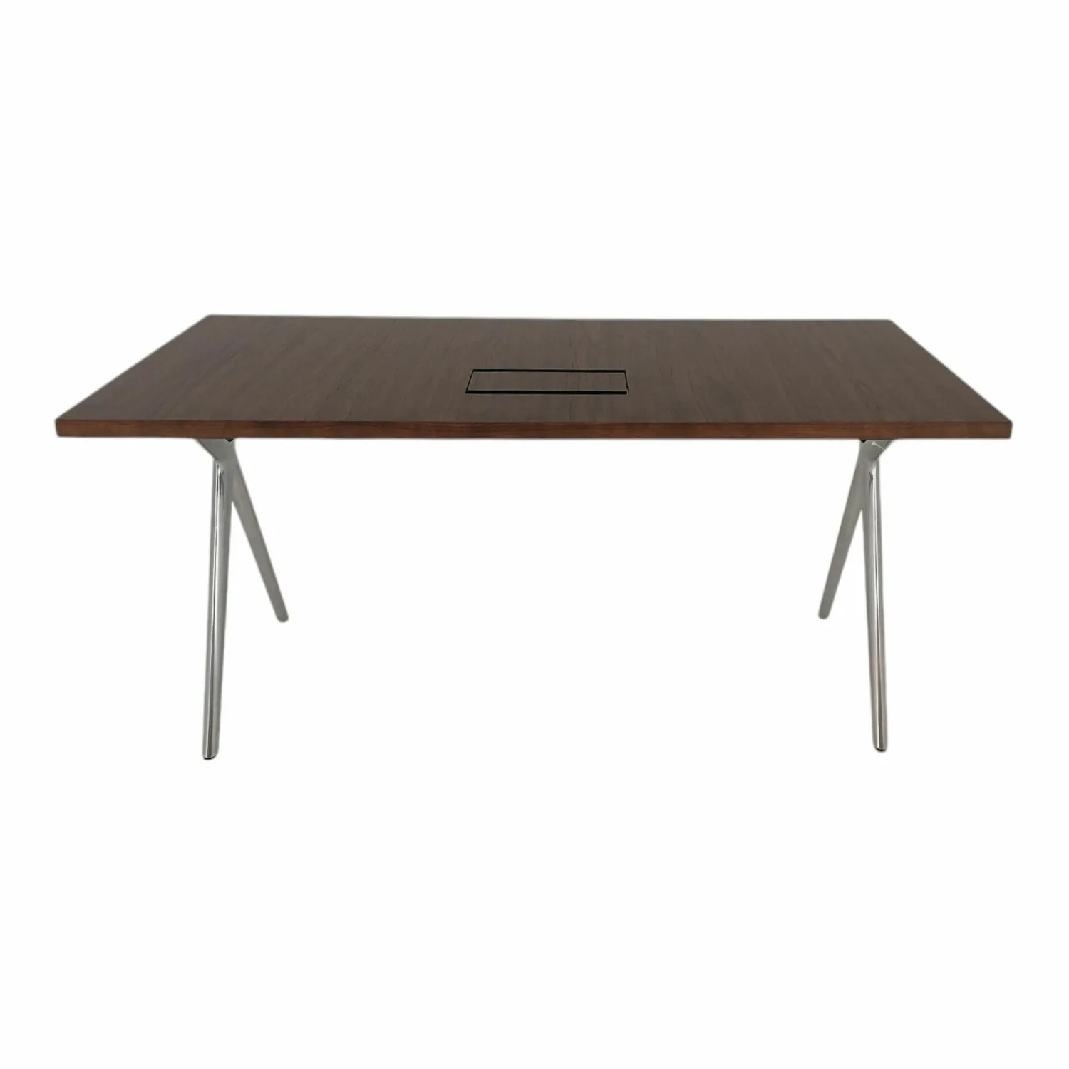 Walter Knoll Schreibtische & Sekretäre|Tisch Conference X Platte Basic Furnier Nussbaum Dunkel Gestell Metall Hochglanz Poliert