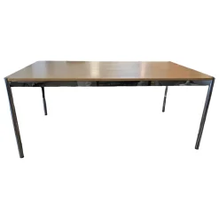 USM Haller Esstische|Tisch Eiche Natur Lackiert Tischplatte Furniert Gestell Metall Verchromt