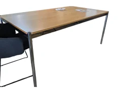 USM Haller Esstische|Tisch Eiche Natur Lackiert Tischplatte Furniert Gestell Metall Verchromt