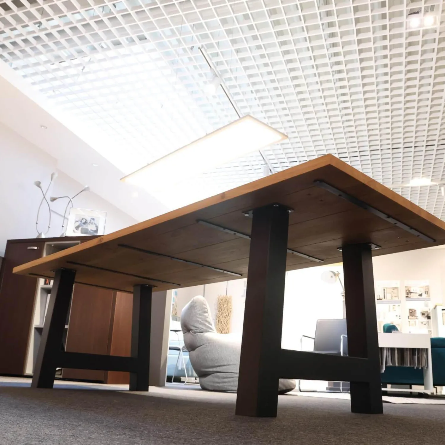 Modena Esstische|Tisch Elvis Platte Eiche Mit Gerader Kante Gestell Schwarz Matt Lackiert