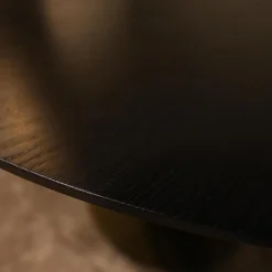 ASCO Esstische|Tisch Gaia Platte Räuchereiche Massiv Schwarz Geölt Bodenplatte Stahl Oliv Pulverbeschichtet