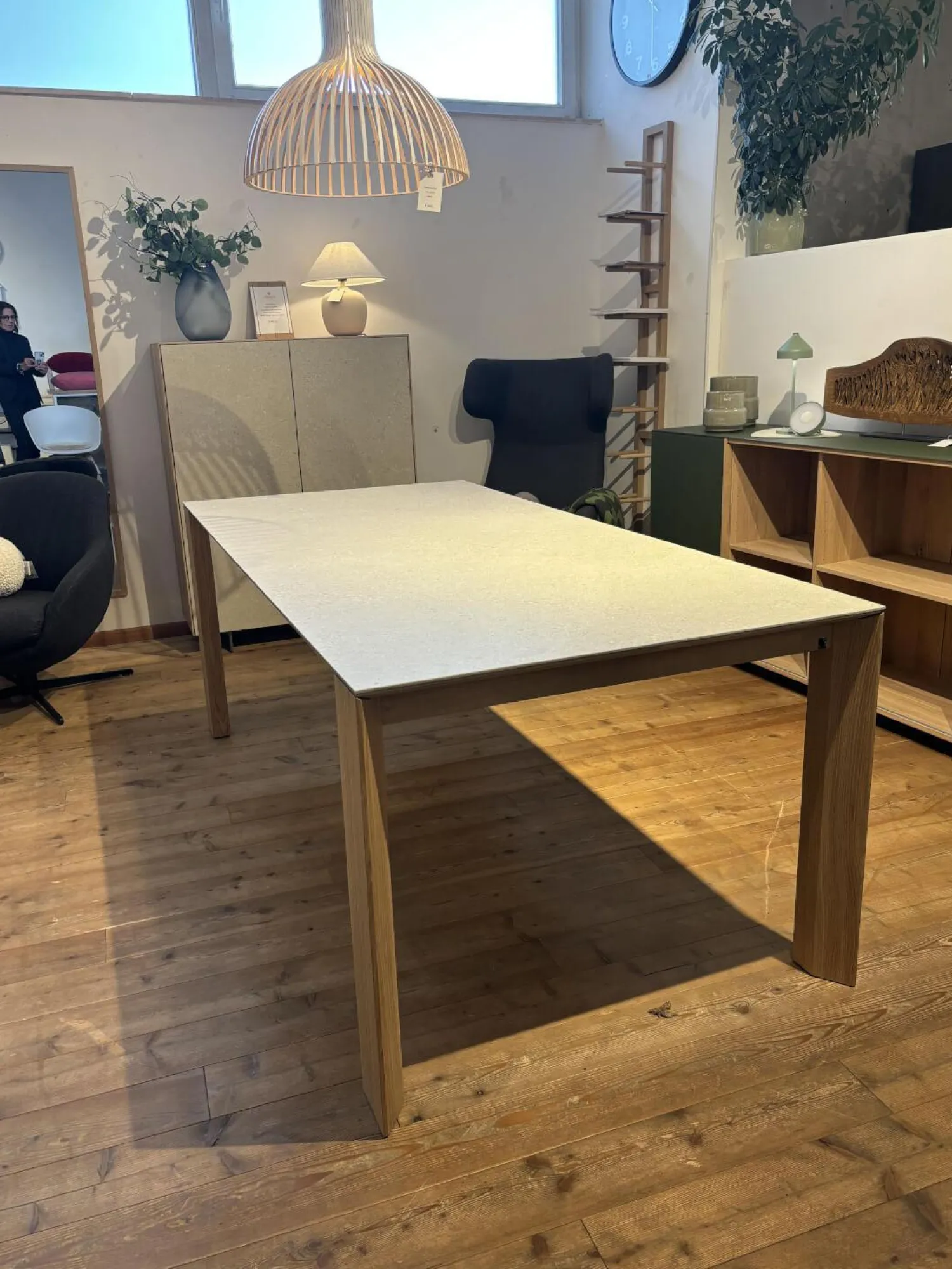 Scholtissek Esstische|Tisch Kera 4 Platte Keramik Shilin Slate Finish Holzrahmen Gestell Knorrige Eiche Puro Geölt