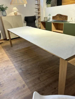 Scholtissek Esstische|Tisch Kera 4 Platte Keramik Shilin Slate Finish Holzrahmen Gestell Knorrige Eiche Puro Geölt