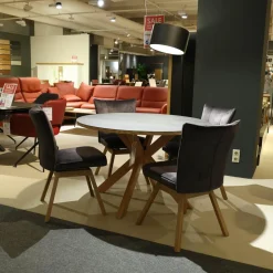 MCA Furniture Esstische|Tisch Moreno Rund Platte Keramik Anthrazit Gestell Eiche Massiv