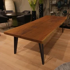 ASCO Esstische|Tisch Nightingale Platte Eiche Massiv Gebürstet Und Geölt Gestell Metallfüße Aus Stahl