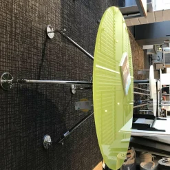 Tecno Esstische|Tisch Nomos Rund Glas Grün Gestell Verchromt