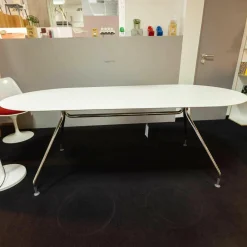 Wilkhahn Esstische|Tisch Occo 222 90 HPL Vollkern Weiß Gestell Glanzverchromt