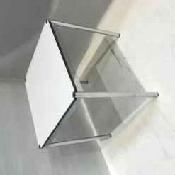 USM Haller Schreibtische & Sekretäre|Tisch Quadratisch 75x75 Platte Kunstharz Perlgrau Gestell Verchromt 75x75