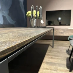 Janua Esstische|Tisch S600 Platte Eiche Geräuchert Anthrazit Geölt Und Gebürstet Gestell Rohstahl Lasur Double Brand Color Schwarz