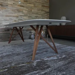 Walter Knoll Esstische|Tisch Seito Quarzstein Weiß Gestell Holz Nussbaum Mit Splitanteil Geölt Bootsförmig