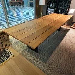 Riva1920 Esstische|Tisch Sky Natura Holz Briccola Gewachst Wangengestell Eisen In Rautenform Irondust Schwarz