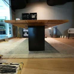 Riva1920 Esstische|Tisch Sky Natura Holz Briccola Gewachst Wangengestell Eisen In Rautenform Irondust Schwarz