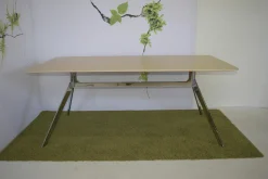 Renz Schreibtische & Sekretäre|Esstische|Tisch Star Eiche Hell Gebeizt Gestell Verchromt