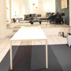 MDF Italia Esstische|Tisch Tense Stahl 35mm mit Mineralsteinverkleidung Homogen Weiß S005