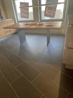 kf furniture Esstische|Tisch Theben 3000 Platte Astiger Nussbaum Gestell Stahl Geschliffen Matt Lackiert Schwarz