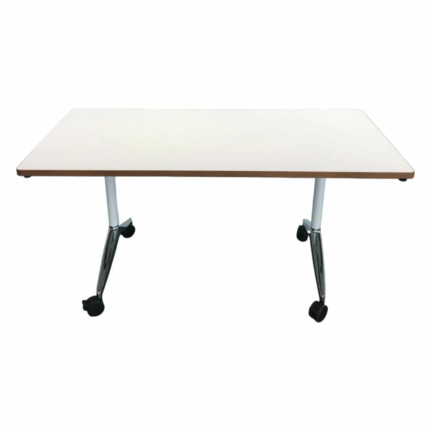 Wilkhahn Schreibtische & Sekretäre|Tisch Timetable Schichtstoff Softmatt Weiß Standrohr Glanzverchromt