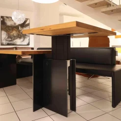 Zoom by Mobimex Esstische|Tisch Tix eMotion Platte Ulme Massiv Naturart Mit Höhenverstellbarem Ansatztisch