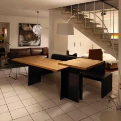 Zoom by Mobimex Esstische|Tisch Tix eMotion Platte Ulme Massiv Naturart Mit Höhenverstellbarem Ansatztisch