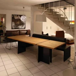 Zoom by Mobimex Esstische|Tisch Tix eMotion Platte Ulme Massiv Naturart Mit Höhenverstellbarem Ansatztisch