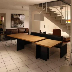 Zoom by Mobimex Esstische|Tisch Tix eMotion Platte Ulme Massiv Naturart Mit Höhenverstellbarem Ansatztisch