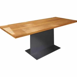 ASCO Esstische|Tisch T-Table Eiche Massiv Natur Geölt Stahlfuß Dunkelgrau Pulverbeschichtet