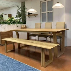 Pönnighaus Essgruppen|Tischgruppe Veneto Rüster Geölt Tisch Ausklappbar mit Bank und 3 Stühlen