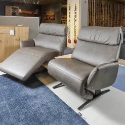 himolla 2-Sitzer-Sofas|Trapezsofa 4230 Leder 24 Longlife Rustica Magma Grau Metallkufe Anthrazit Pulverbeschichtet Zwischentisch Wildeiche 681