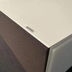 Spectral Smart Furniture Wohnwände & Tv-Lowboards|TV Kombination Ameno Korpus Lack Black Schwarz Front Glas Metallic Bronze Und Stoff Carbon Glas Snow Weiß