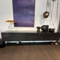 Sudbrock Wohnwände & Tv-Lowboards|Tv Lowboard Cubo Glattlack Cosmos 436 Anthrazit Abdeckplatte Keramik Marmor Schwarz 015 Mit Beleuchtung Ohne Dekoration Ohne Leuchte