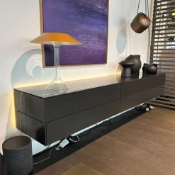 Sudbrock Wohnwände & Tv-Lowboards|Tv Lowboard Cubo Glattlack Cosmos 436 Anthrazit Abdeckplatte Keramik Marmor Schwarz 015 Mit Beleuchtung Ohne Dekoration Ohne Leuchte