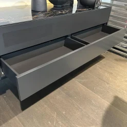 Sudbrock Wohnwände & Tv-Lowboards|Tv Lowboard Cubo Glattlack Cosmos 436 Anthrazit Abdeckplatte Keramik Marmor Schwarz 015 Mit Beleuchtung Ohne Dekoration Ohne Leuchte