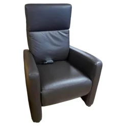 Polsteria Fernsehsessel|TV Sessel Augsburg Bezug Leder Dolcia Moor Dunkelbraun Schwarz Füße Kunststoff Inklusive Thermo-Lux-Heizmattenfunktion