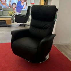 himolla Fernsehsessel|TV Sessel Hanny Leder 71 Torro Noir Schwarz Teller Edelstahloptik Mit Gewichtsverlagerung