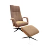 Contur Relaxsessel|TV Sessel Senza SZ 032 Stoff Reno Melangegarn Cognac Anthrazit Braun Gestell Schwarz Inklusive Hocker