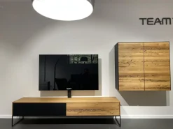 Team 7 Wohnwände & Tv-Lowboards|TV Wand Filigno Eiche Venedig Farbglas Schwarz Matt Gestell Schwarz Mit Home Entertainment