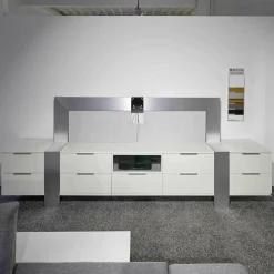 Musterring Wohnwände & Tv-Lowboards|TV-Board MR Media Frame Lack Weiß Aluminium Gebürstet