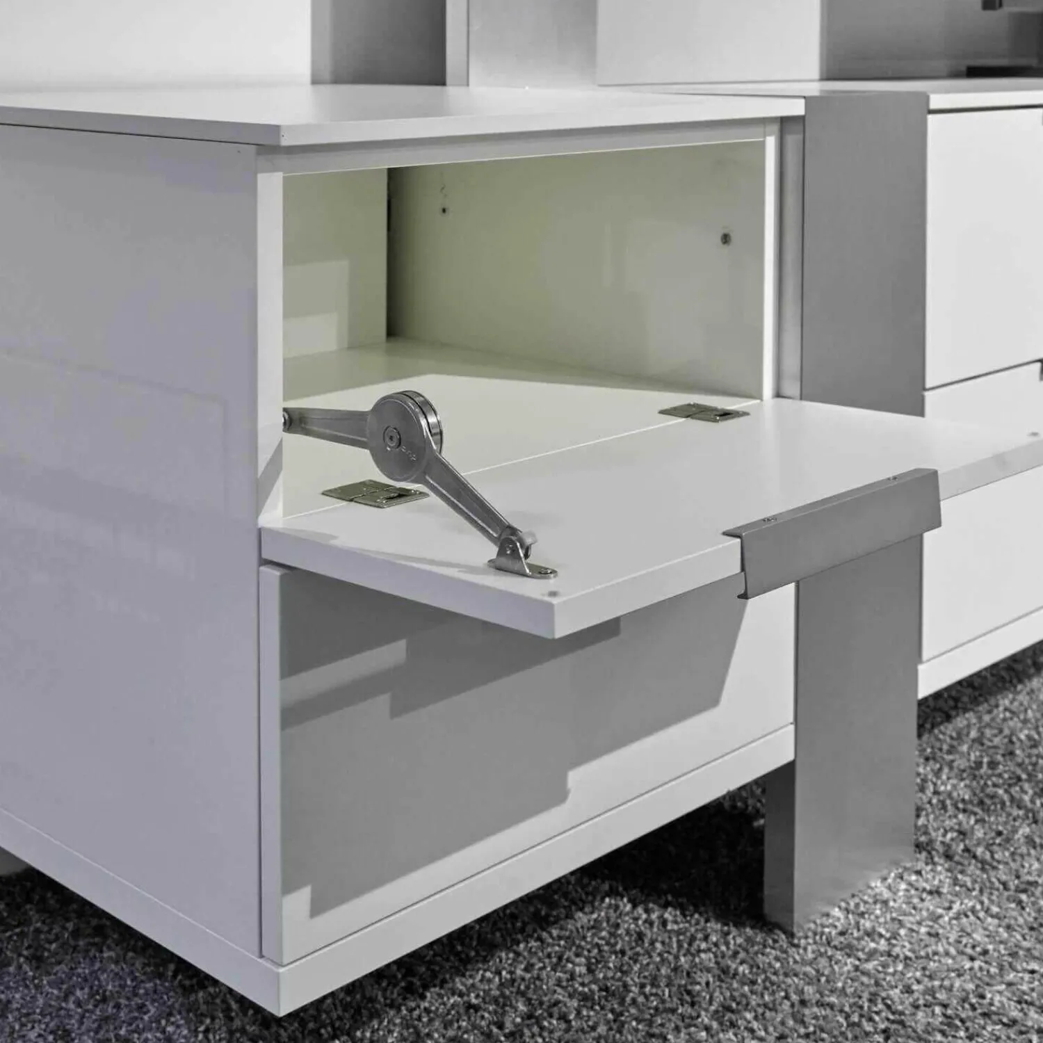 Musterring Wohnwände & Tv-Lowboards|TV-Board MR Media Frame Lack Weiß Aluminium Gebürstet