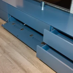 Kettnaker Wohnwände & Tv-Lowboards|Tv-Element Soma Lack Matt Stahlblau Inklusive Klappen Und Schubkästen