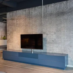 Kettnaker Wohnwände & Tv-Lowboards|Tv-Element Soma Lack Matt Stahlblau Inklusive Klappen Und Schubkästen